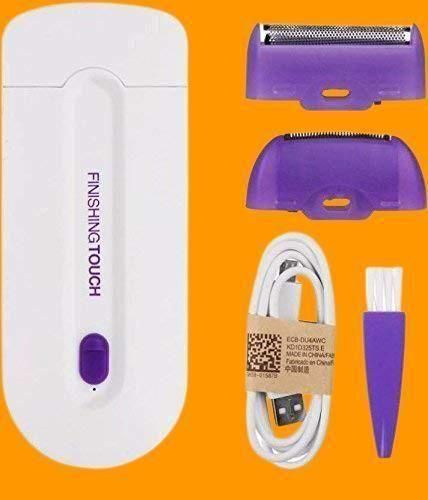 Hair removal device with attachments and cable on an orange background