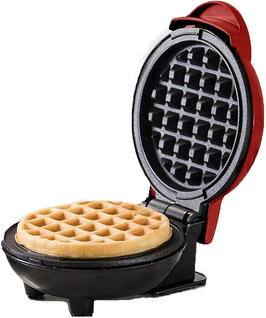 Waffle maker with a waffle inside on a white background
